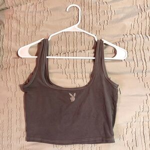 Grey Playboy Crop Top